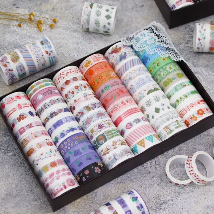 42001 Cartoon Pattern Hand Account Tape Set Diary Handbook DIY Washi Material, 60Rolls/Box 42001
