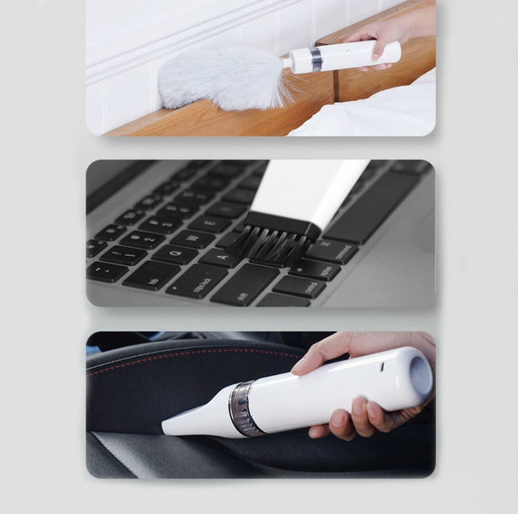 DY701 3 In 1 Electric Feather Duster Handheld Telescopic Dust Clean Brush, 3 In 1 White, 3 In