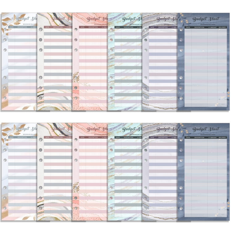 60 Sheets Cash Budget Card Loose-leaf Bookkeeping Replacement Core