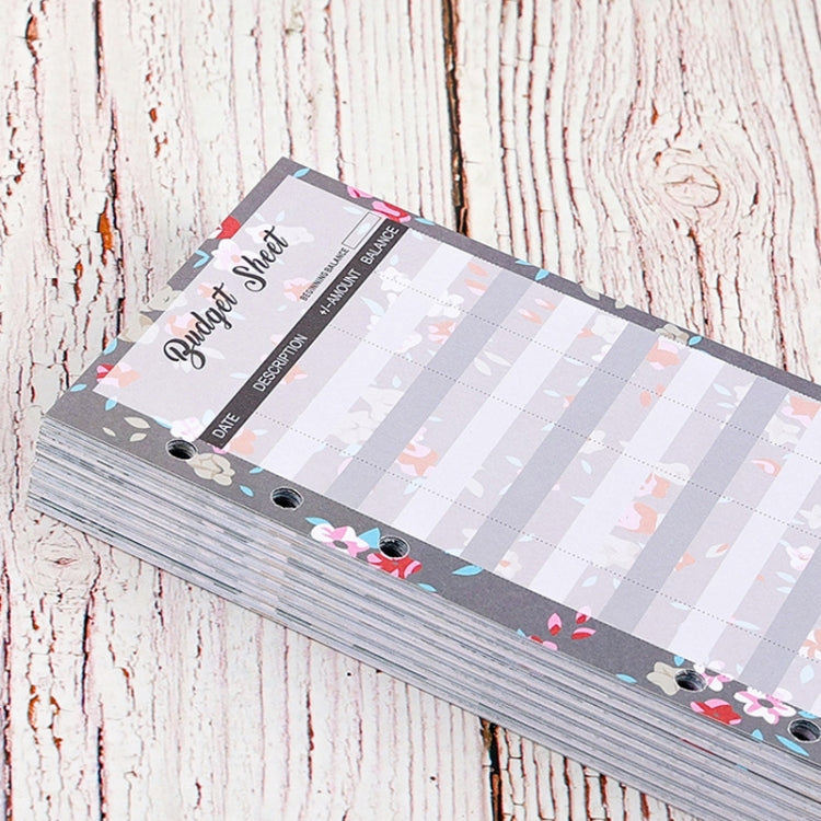 60 Sheets Cash Budget Card Loose-leaf Bookkeeping Replacement Core