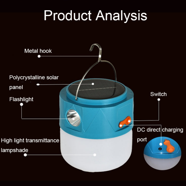 105 Solar Rechargeable LED Bulb Light Camping Light Emergency Light with Flashlight Function, White, Blue, Orange