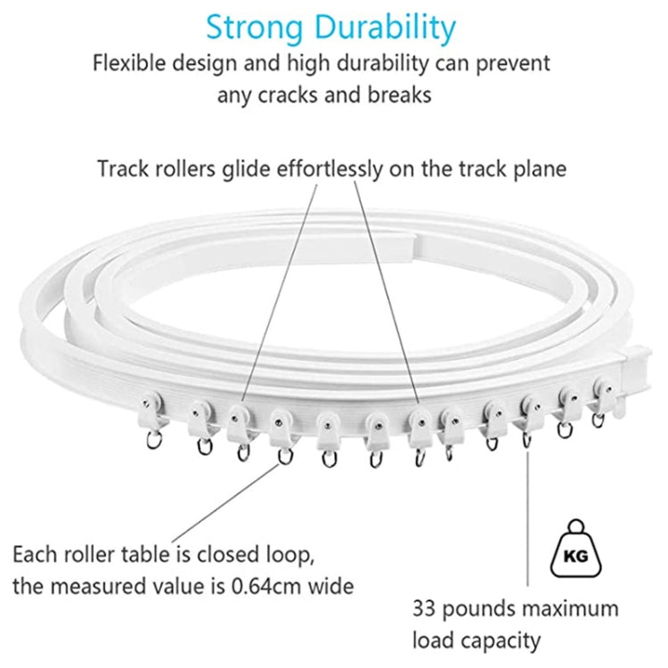 Model Steel Rail Bending Curtain Rail Flexible Guide Set, Size:, 3m White