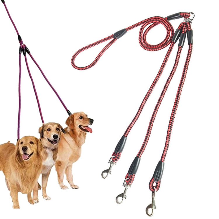 140cm 3 In 1 Leash Multi-head Dog Walking Rope, 140cm 3 In 1 Blue, 140cm 3 In 1 Red, 140cm 3 In 1 Rose Red 140cm 3 In 1 Red Red