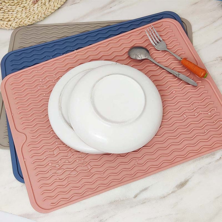 TPR Thickened Thermal Pad Wave Pattern Drain Anti-Slip Mat, Khaki Gray, Khaki Blue, Khaki Pink