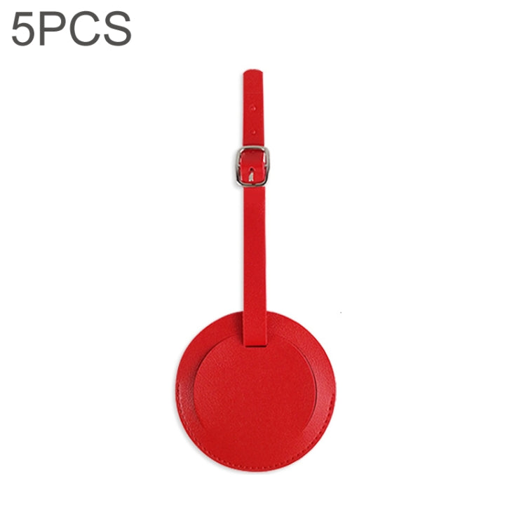 5 PCS Soft-Surface Leather Stitched Round Boarding Pass Luggage Tag