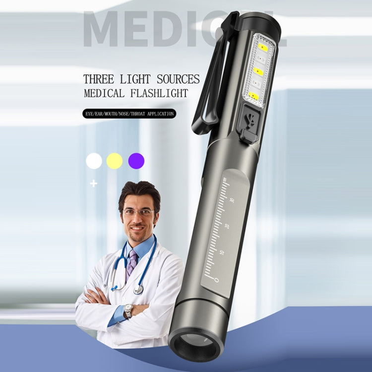 DT005 LED White + Yellow Pen Light Rechargeable Flashlight Doctor Nurse Pen Lighting, DT005