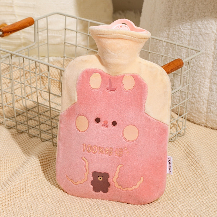 ZS103 Cartoon Plush Water-filled Hot Water Bags Explosion-proof Leak-proof Warming Water Bottle, Spec:, Pink Lucky Rabbit, Beige Lucky Rabbit, Brown Bear, Khaki Bear, Purple Duck, Pink Rabbit, Deep Blue Duck, Ink Green Duck, Intervened Pink            ...