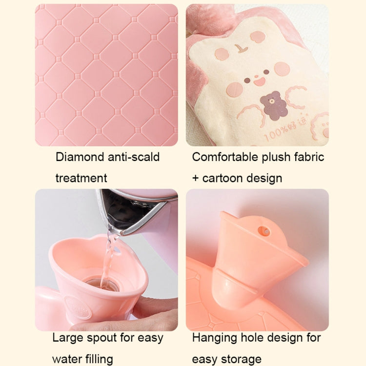 ZS103 Cartoon Plush Water-filled Hot Water Bags Explosion-proof Leak-proof Warming Water Bottle, Spec:, Pink Lucky Rabbit, Beige Lucky Rabbit, Brown Bear, Khaki Bear, Purple Duck, Pink Rabbit, Deep Blue Duck, Ink Green Duck, Intervened Pink            ...