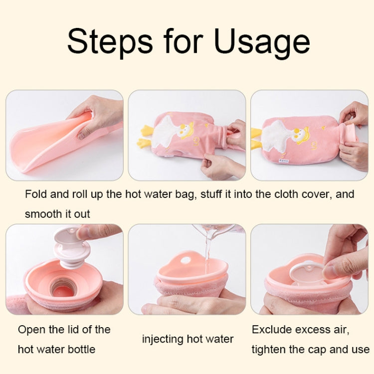 ZS103 Cartoon Plush Water-filled Hot Water Bags Explosion-proof Leak-proof Warming Water Bottle, Spec:, Pink Lucky Rabbit, Beige Lucky Rabbit, Brown Bear, Khaki Bear, Purple Duck, Pink Rabbit, Deep Blue Duck, Ink Green Duck, Intervened Pink            ...
