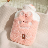 ZS103 Cartoon Plush Water-filled Hot Water Bags Explosion-proof Leak-proof Warming Water Bottle, Spec:, Pink Lucky Rabbit, Beige Lucky Rabbit, Brown Bear, Khaki Bear, Purple Duck, Pink Rabbit, Deep Blue Duck, Ink Green Duck, Intervened Pink            ...
