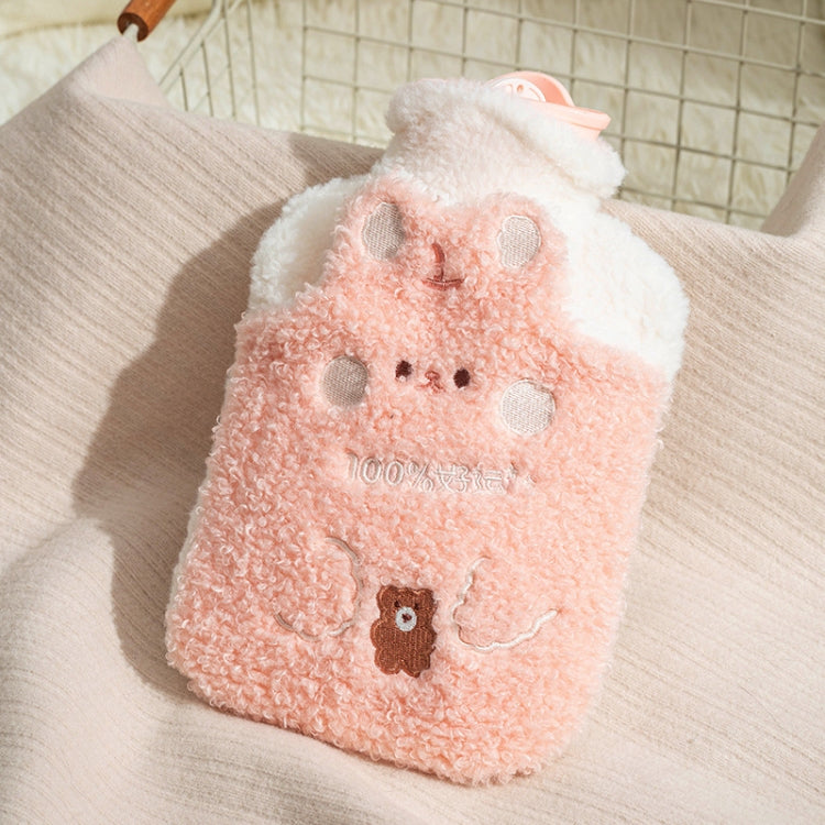 ZS103 Cartoon Plush Water-filled Hot Water Bags Explosion-proof Leak-proof Warming Water Bottle, Spec:, Pink Lucky Rabbit, Beige Lucky Rabbit, Brown Bear, Khaki Bear, Purple Duck, Pink Rabbit, Deep Blue Duck, Ink Green Duck, Intervened Pink            ...