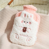 ZS103 Cartoon Plush Water-filled Hot Water Bags Explosion-proof Leak-proof Warming Water Bottle, Spec:, Pink Lucky Rabbit, Beige Lucky Rabbit, Brown Bear, Khaki Bear, Purple Duck, Pink Rabbit, Deep Blue Duck, Ink Green Duck, Intervened Pink            ...