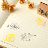 5 PCS DIY Vintage Nature Landscape Handbook Wooden Stamp