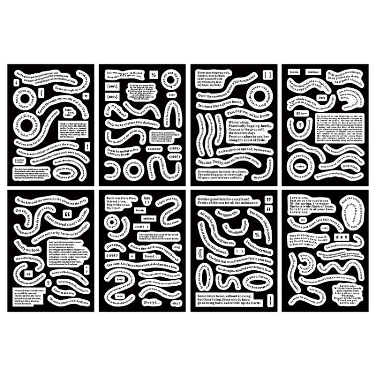 1 Sets Handbook DIY Vintage Text Sticker Material Pack Curve