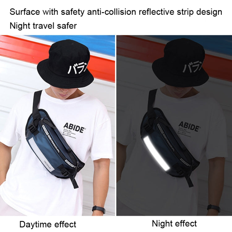 HAOSHUAI Outdoor Running Waist Bag With Reflecting Strip Chest Bag, 1100-6 Khaki, 1100-6 Dark Blue, 1100-6 Black)