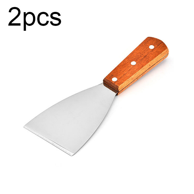 2pcs Stainless Steel Pizza and Steak Shovel Wooden Handle Slanted Shovel Kitchen Tool, S, L S