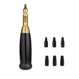 6 In 1 Automatic Belt Punch Punching Multi-scalp Anechoic Belt Punch, Wood Color, Black