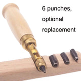 6 In 1 Automatic Belt Punch Punching Multi-scalp Anechoic Belt Punch, Wood Color, Black