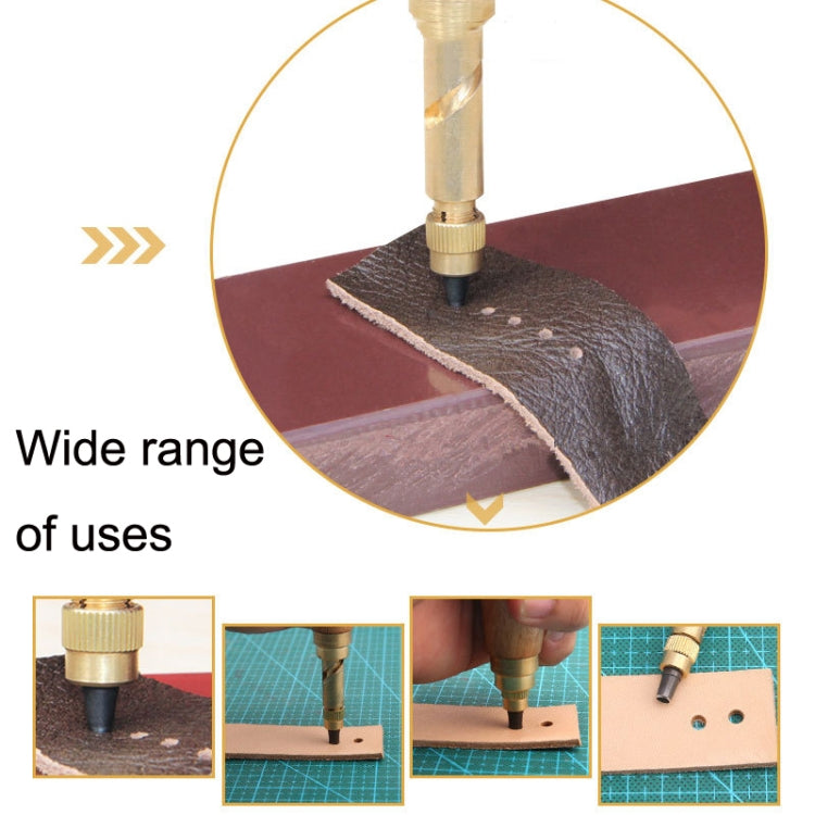 6 In 1 Automatic Belt Punch Punching Multi-scalp Anechoic Belt Punch, Wood Color, Black