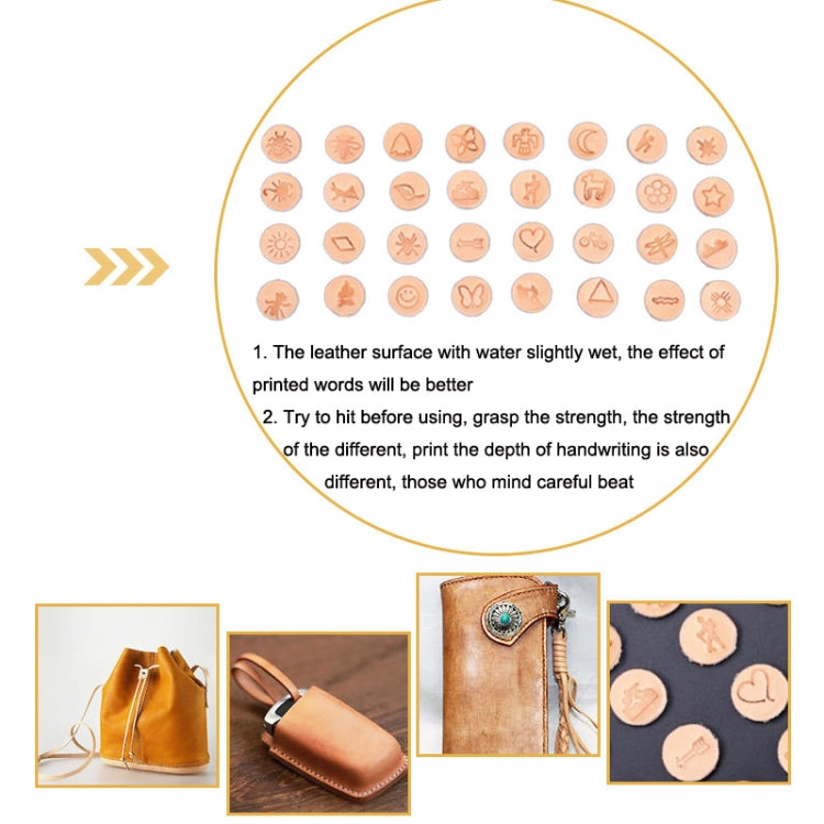 Leather English Punch Indian Style Printing Leather Carving Tools, ER058 32 In 1
