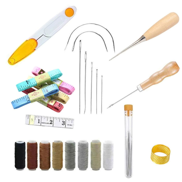 DIY Leather Craft Tool Set Canvas Wire Needle Hand Sewing Leather Tool Set, ER013 29 In 1