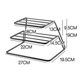 Three-layer Kitchen Dish Storage Rack Cabinet Tiered Shelf, White, Black
