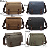 Versatile Canvas Shoulder Messenger Bag Business Computer Bag, Khaki Large, Dark Blue Large, Coffee Large, Black Large, Khaki Medium, Dark Blue Medium, Coffee Medium, Gray Large, Gray Medium, Green Large, Green Medium