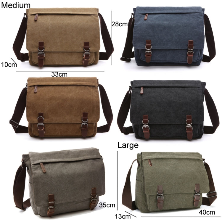 Versatile Canvas Shoulder Messenger Bag Business Computer Bag, Khaki Large, Dark Blue Large, Coffee Large, Black Large, Khaki Medium, Dark Blue Medium, Coffee Medium, Gray Large, Gray Medium, Green Large, Green Medium