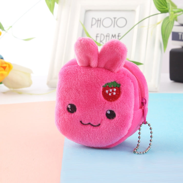 2pcs Children Cartoon Plush Three-dimensional Key Coin Purse, Panda, Shy Rabbit, Strawberry Rabbit, Shy Bear, Yellow Duckling, Chick, Black Rabbit, Red Strawberry, Red Cat Eagle, Blue Panda, Ladybug, Frog Strawberry Rabbit Strawberry Rabbit