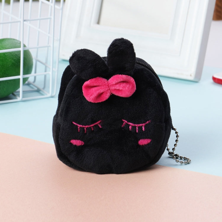 2pcs Children Cartoon Plush Three-dimensional Key Coin Purse, Panda, Shy Rabbit, Strawberry Rabbit, Shy Bear, Yellow Duckling, Chick, Black Rabbit, Red Strawberry, Red Cat Eagle, Blue Panda, Ladybug, Frog Black Rabbit Black Rabbit