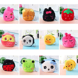 2pcs Children Cartoon Plush Three-dimensional Key Coin Purse, Panda, Shy Rabbit, Strawberry Rabbit, Shy Bear, Yellow Duckling, Chick, Black Rabbit, Red Strawberry, Red Cat Eagle, Blue Panda, Ladybug, Frog