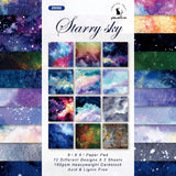 6 Inch 24 Sheets Scrapbooking Background Paper Art Handmade Crafts, Watercolor Starry Sky