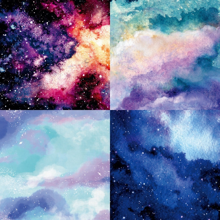 6 Inch 24 Sheets Scrapbooking Background Paper Art Handmade Crafts, Watercolor Starry Sky
