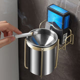 Stainless Steel Wall-mounted Ashtray Bathroom Multifunctional Ashtray Without Punching, Without Smoke Buckle, With Smoke Buckle