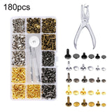 Copper Leather Hollow Cap Double-Sided Rivet Set With Punching Pliers, 180pcs, 360pcs, 480pcs