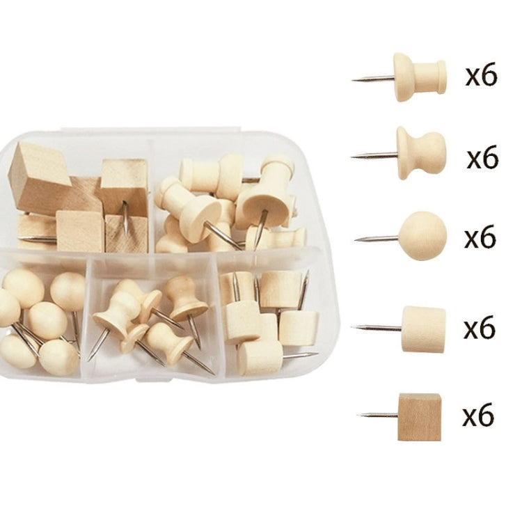 Wooden Log Thumbtack Set Sticky Note Fixed Tack, Specification: Square Box, Square Box, 5 Grid Box