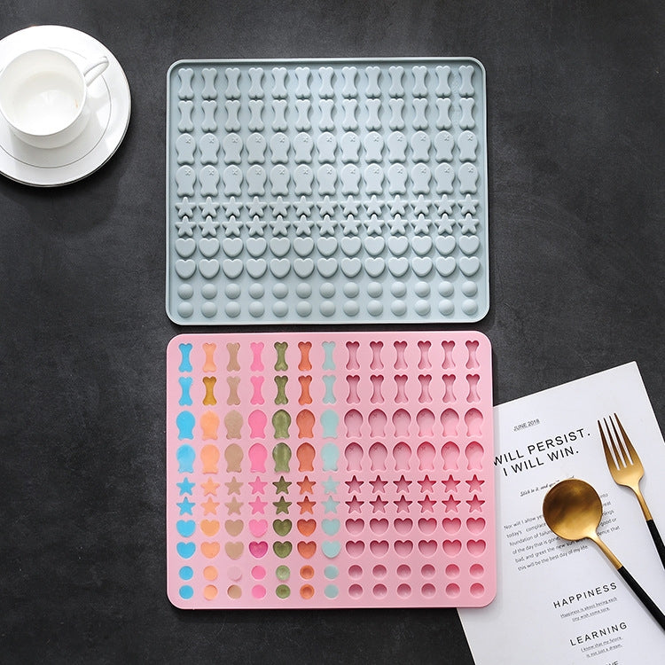 130 Grids Silicone Mat Baking Mold Mini Pet Snacks Dog Food Baking Pan Mold Biscuit Cake Mold, Blue, Pink