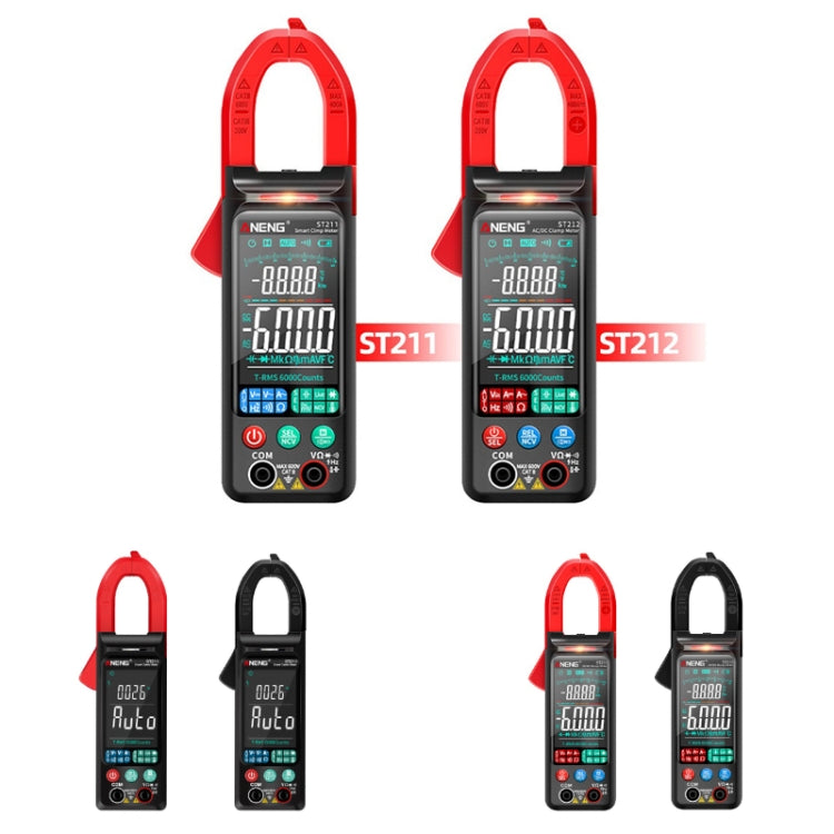 ANENG Large Screen Multi-Function Clamp Fully Automatic Smart Multimeter, ST211 Red, ST211 Black, ST212 Red DC Current, ST212 Black DC Current - Zen Craft