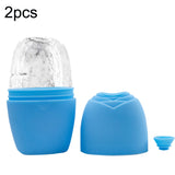 2pcs L-03-01 Face Ice Apparatus Massage Ice Roller Beauty Makeup Silicone Face Ice Tray, Makeup Charm Purple With Hole, Makeup Blue With Hole, Makeup Rose Red With Hole, Makeup Glacier White With Hole, Makeup Mysterious Black With Hole, Makeup Olive Gr... Makeup Blue With Hole Blue With Hole