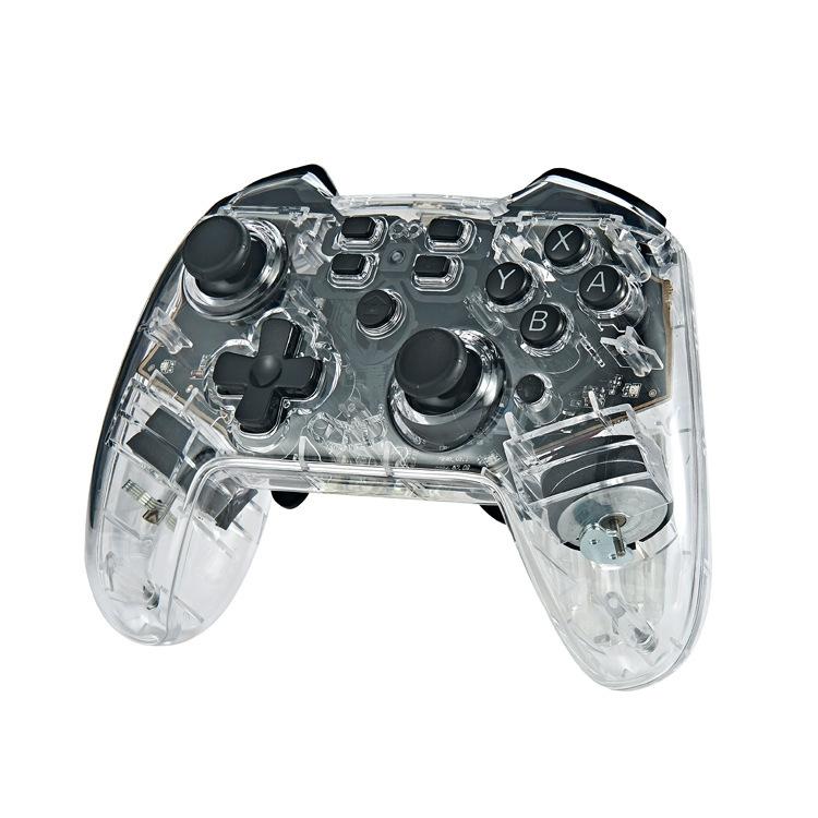 For Switch Pro Wireless Bluetooth Gamepad With LED Light Wake Up Function, Transparent With LED