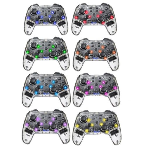 For Switch Pro Wireless Bluetooth Gamepad With LED Light Wake Up Function, Transparent With LED