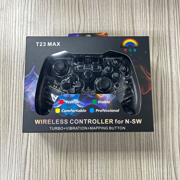 For Switch Pro Wireless Bluetooth Gamepad With LED Light Wake Up Function, Transparent With LED