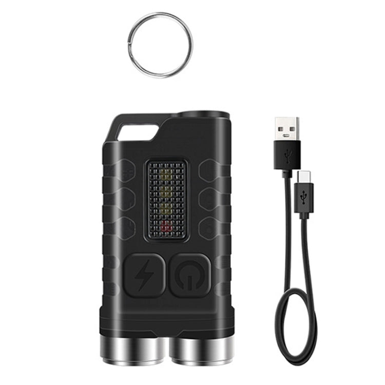 V3 Keychain Light USB Rechargeable Strong Light Mini Flashlight Transparent Black
