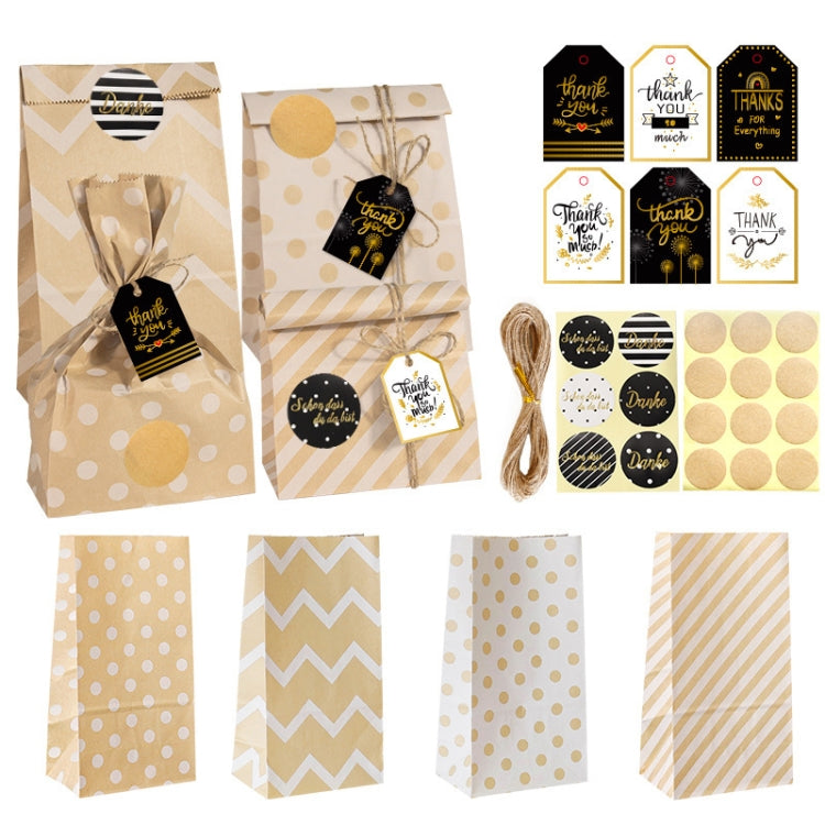 24 In 1 Point Striped Cowhide Paper Bag Retro Thanks Gift Bag Party Bakery Biscuits Candy Bag, 24 In 1 Style 1, 24 In 1 Style 2 24 In 1 Style 1 Style 1