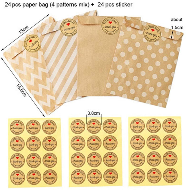 2sets Wave Dot Packaging Kraft Paper Bag Stickers DIY Baking Packaging Gift Bags, 2sets G4-40+Thank You Sticker, 2sets G4-41+Merci Sticker