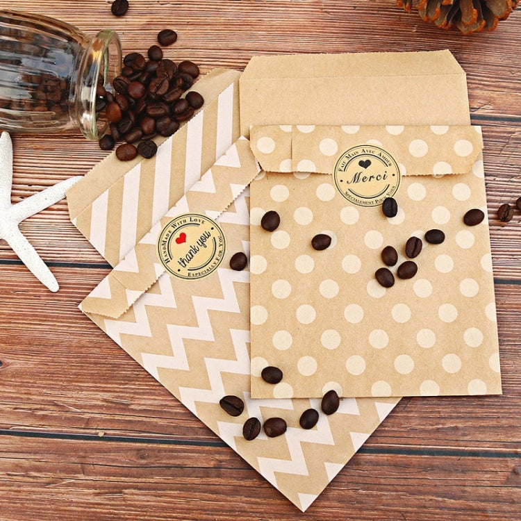 2sets Wave Dot Packaging Kraft Paper Bag Stickers DIY Baking Packaging Gift Bags, 2sets G4-40+Thank You Sticker, 2sets G4-41+Merci Sticker