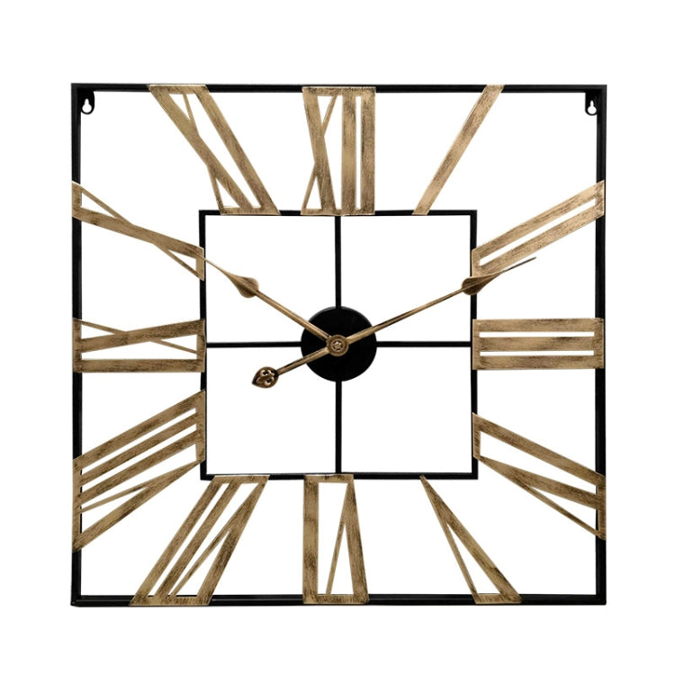 2053 58cm Vintage Living Room Wrought Iron Square Roman Metal Wall Clock, Black+Gold Needle, Black+Black Needle, Gold+Gold Needle Gold+Gold Needle