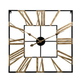 2053 58cm Vintage Living Room Wrought Iron Square Roman Metal Wall Clock, Black+Gold Needle, Black+Black Needle, Gold+Gold Needle Gold+Gold Needle