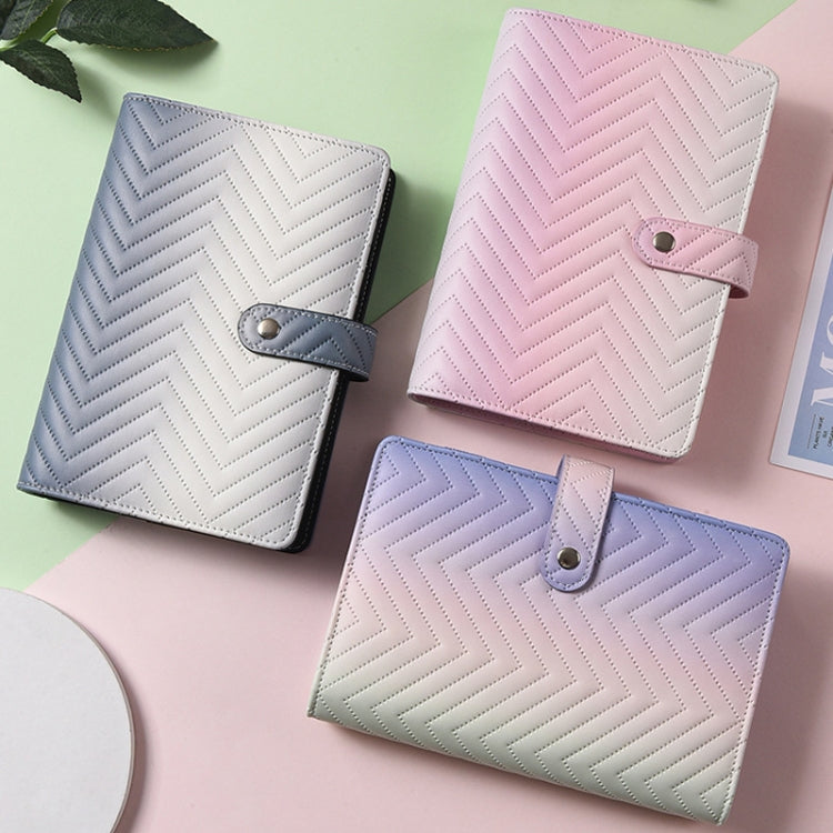 A6 PU Macaron Gradient Color Loose-leaf Notepad Notebook Budget Book, Gradient Purple, Gradient Black