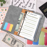 H666 A6 Loose-leaf Binder Cash Budget Handbook Vintage PU Leather Notebook with Window, H666 Light Gray, H666 Dark Gray, H666 Amber Brown, H666 Treasure Blue, H666 Denim Blue, H666 Retro Green, H666 Taro Purple, H666 Pink